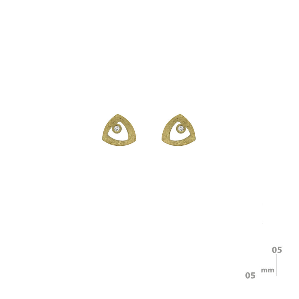 Pendientes triangulares de plata, oro y brillantes