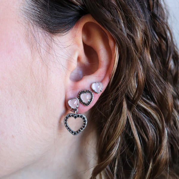 Pendientes corazón rosa