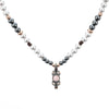 Colgante macramé con perlas y hematites