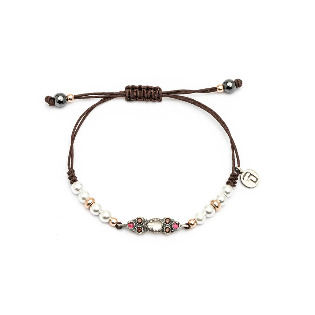 Pulsera macramé con perlas y piedra luna