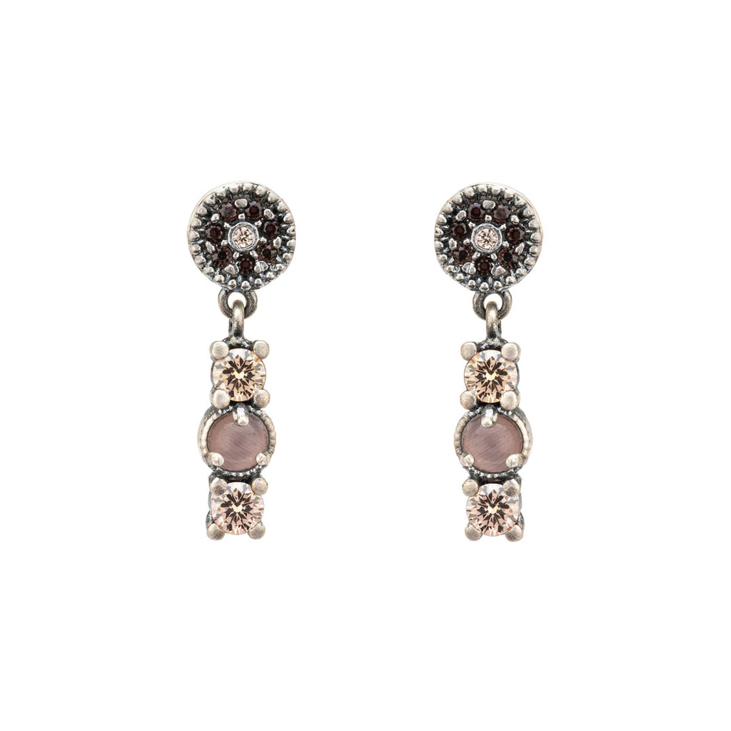 Pendientes largos con ojo de gato rosa