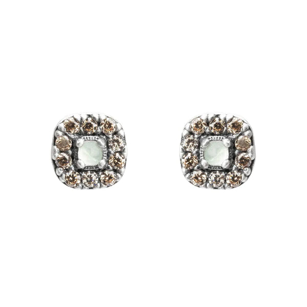 Pendientes cuadrados calcedonia con orla