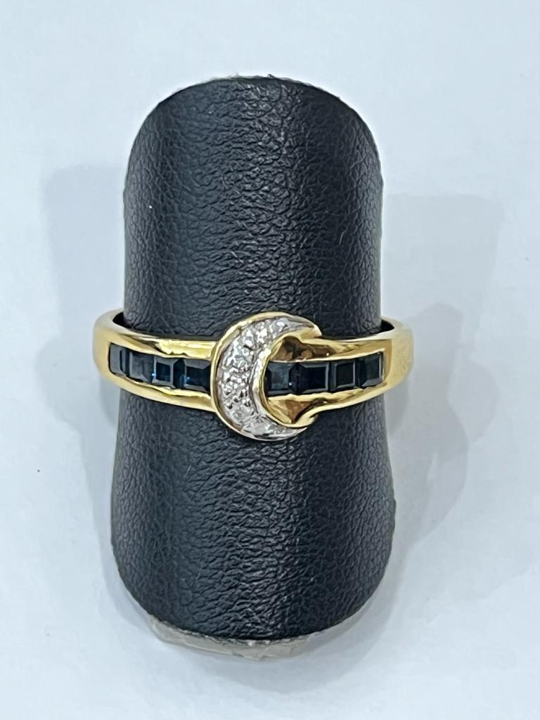 Anillo luna con zafiros y brillantes