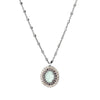 Colgante oval con calcedonia y doble orla