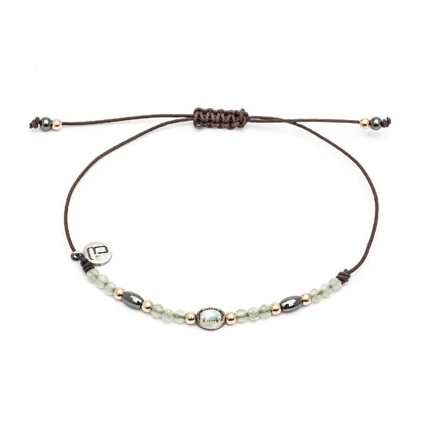 Pulsera de plata con larimar y piedras naturales