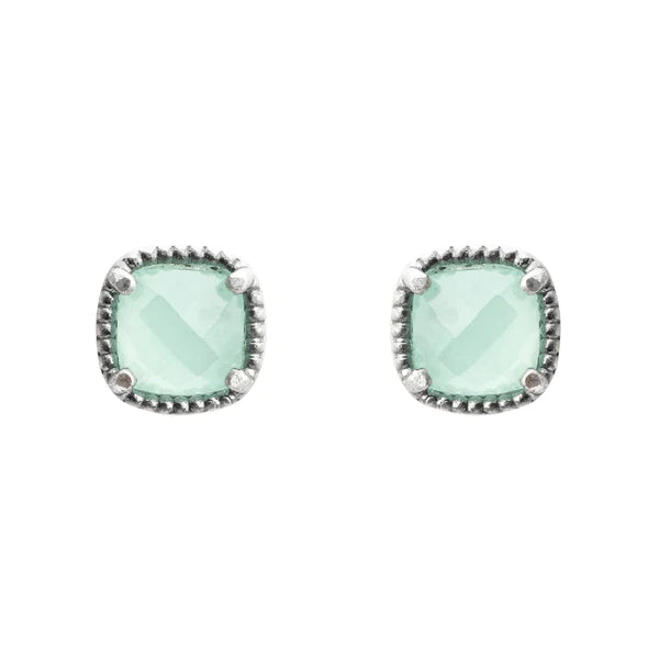 Pendientes de boton en plata con calcedonia