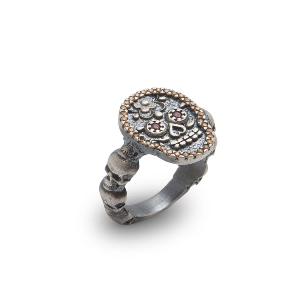 Anillo plata calavera con circonitas