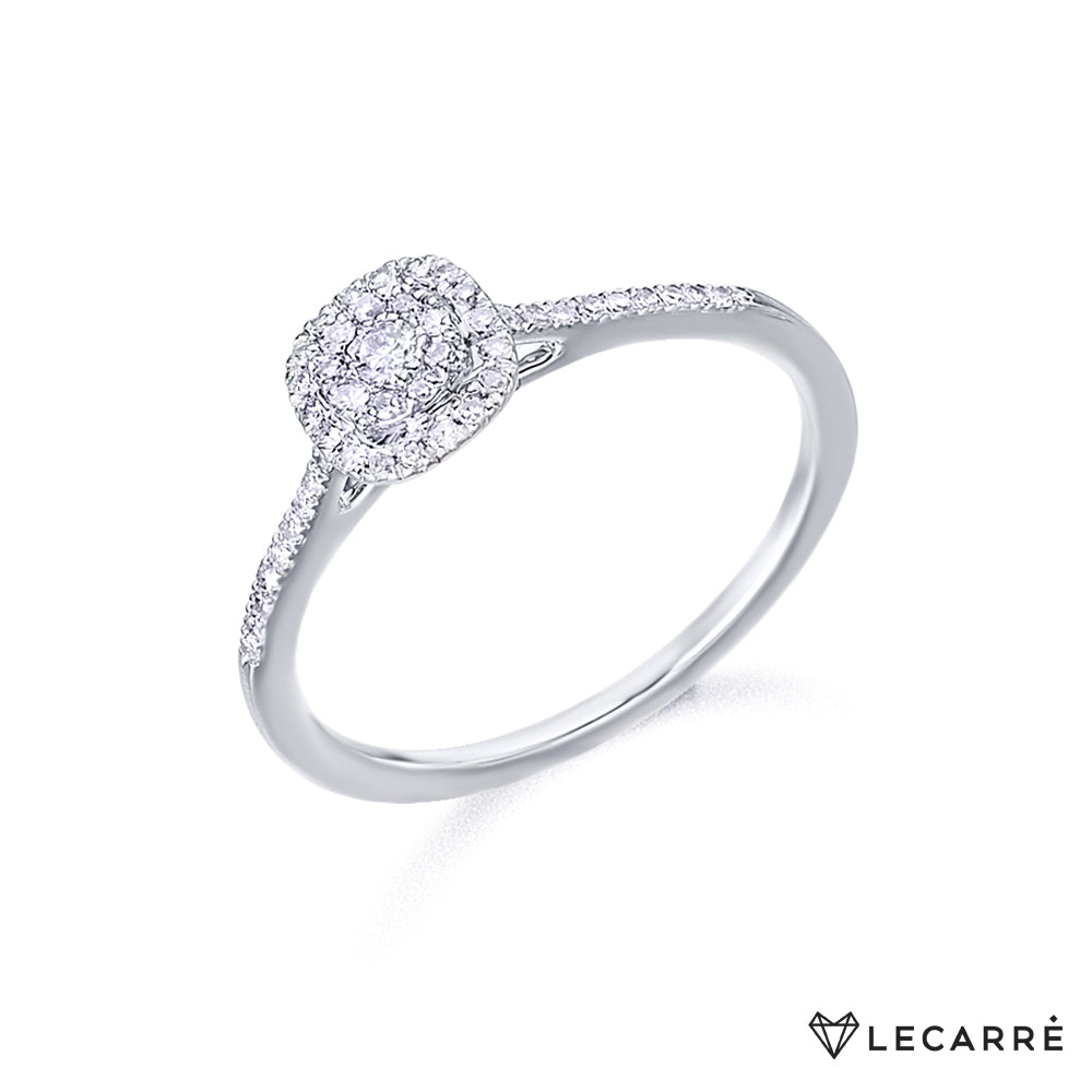 Anillo oro blanco 18kt roseta con brillantes