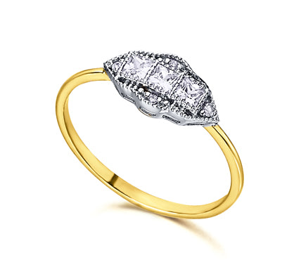 Anillo Art Deco rombo brillantes