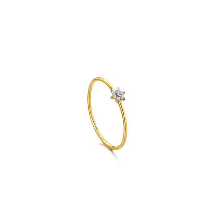 Anillo oro flor brillantes