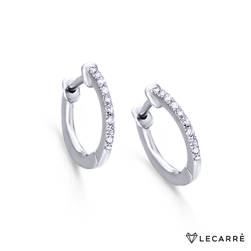 Pendiente oro blanco 18kt aro con brillantes
