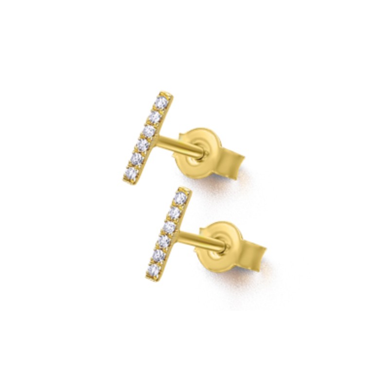 Pendientes oro barrita diamantes