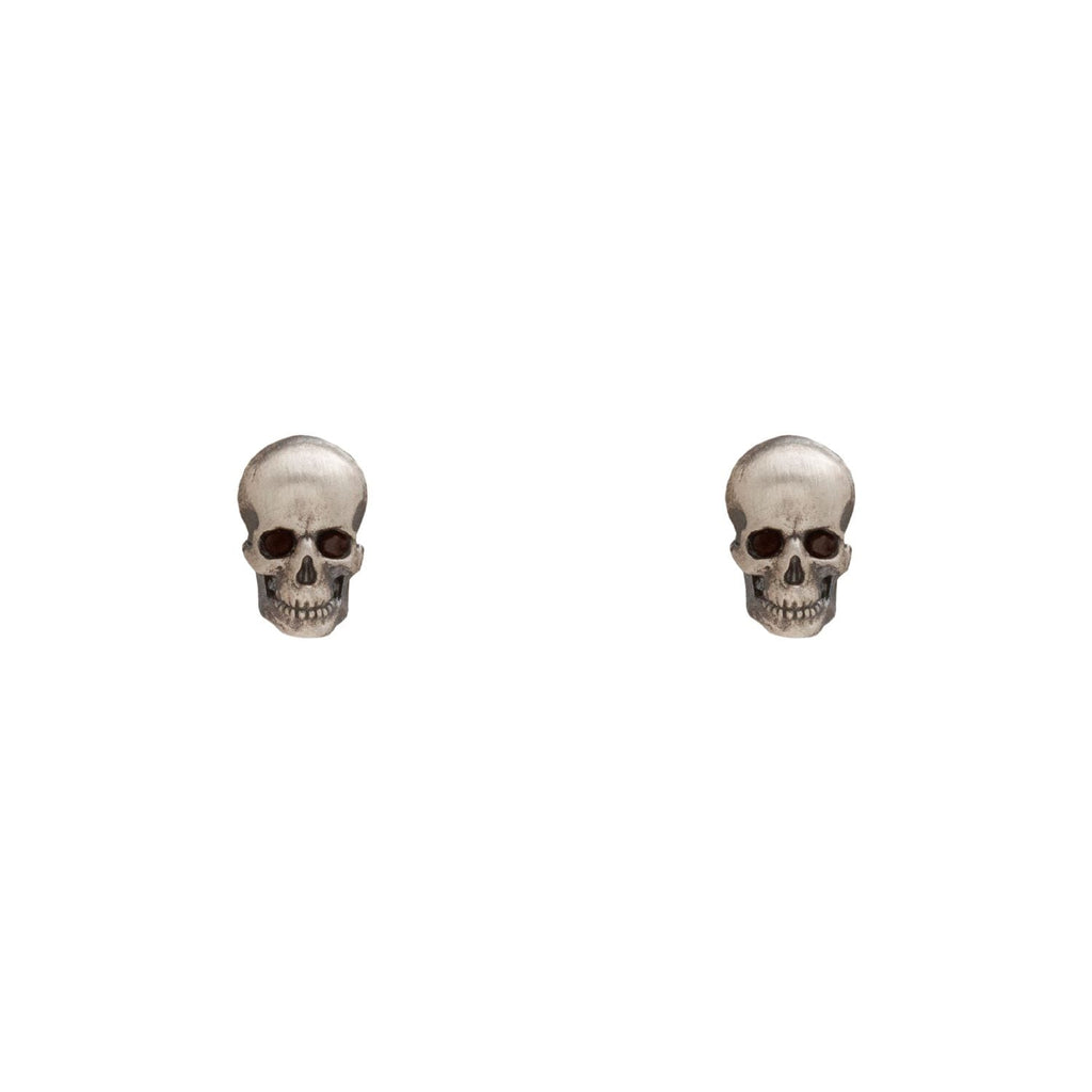 Pendientes plata calavera botón espinela
