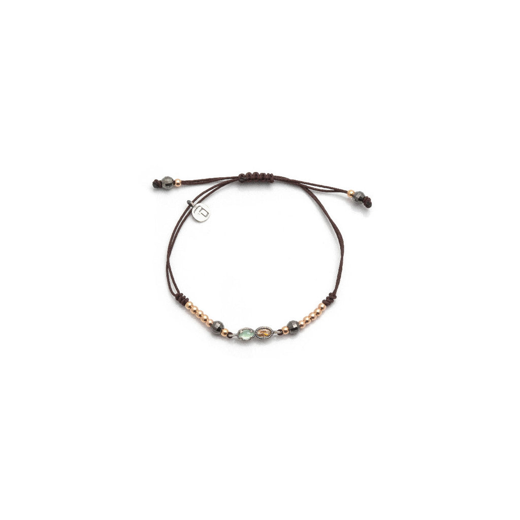 Pulsera hilo plata calcedonia y circonita
