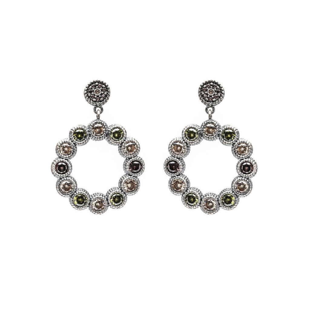 Pendientes plata aro de circonitas